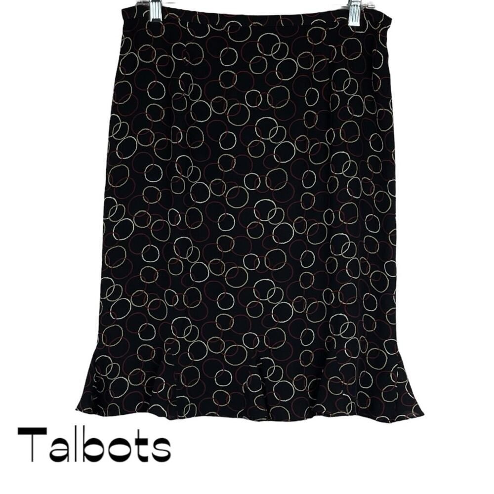 Talbots Sheer Black Pure Silk Ruffle Cottage Skirt NWOT Size 12